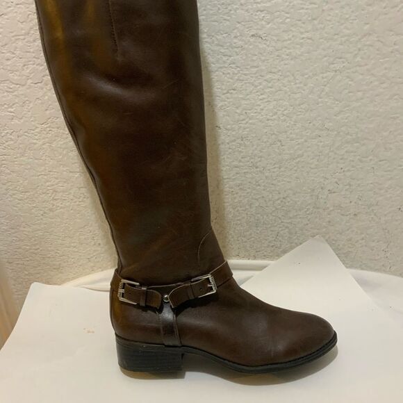 LRL Ralph Lauren Women's Marion Boot Size 5.5 Tall Riding Brown Leather Low Heel - Picture 2 of 15